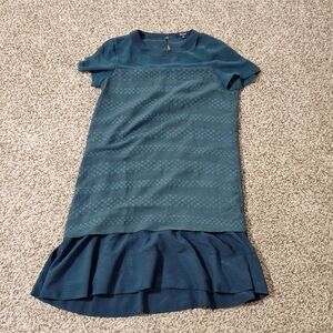 Madewell Womens XS Slubeat Dress Short Sleeve Shift Drop Waist 20s Green